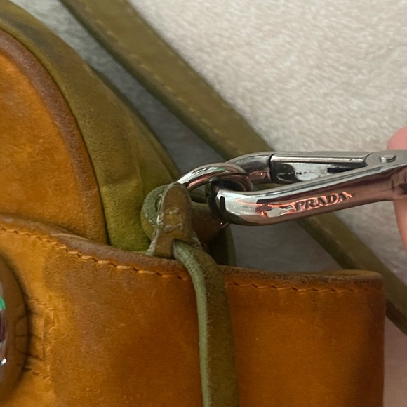Vintage Prada Green and Orange Leather Cross Body Bag - Picture 7 of 12